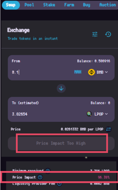 仮想通貨LOLLIPOP(LPOP)のプライスインパクト