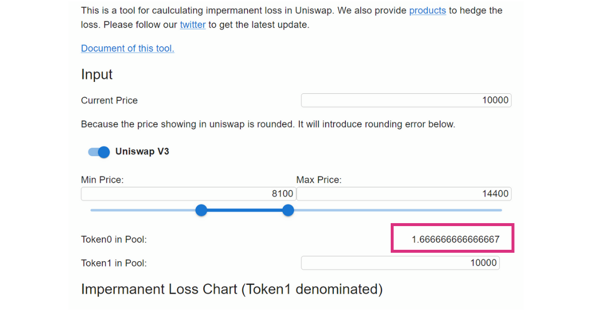 uniswap V3のインパーマネントロスの計算ツール
