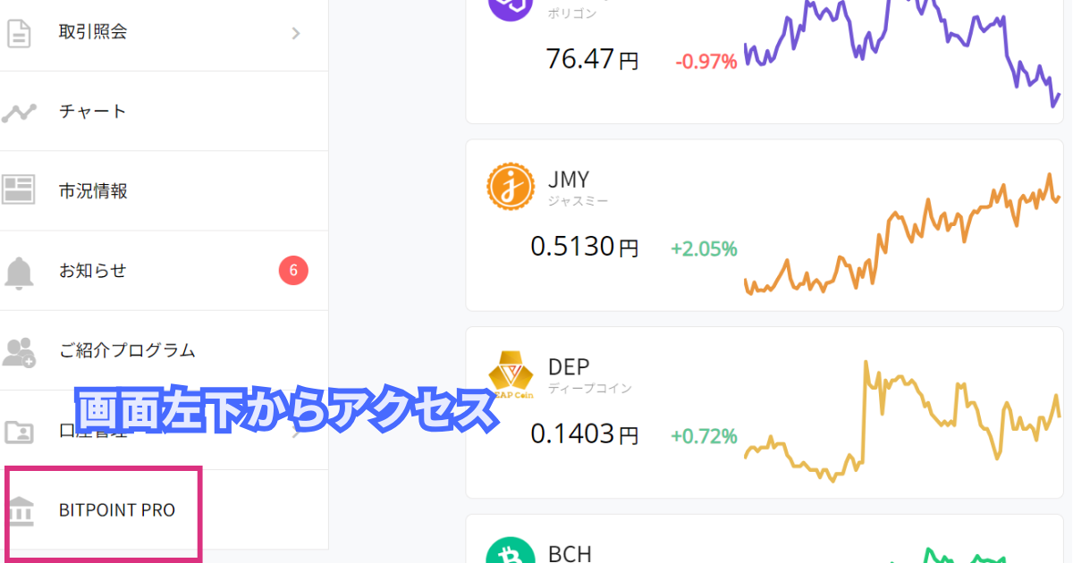 BITPOINTPROにPCからアクセスする方法