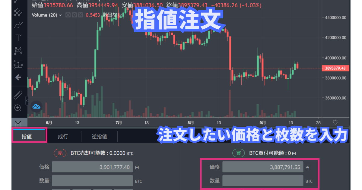 ビットポイントプロの指値注文のやり方(スマホ)