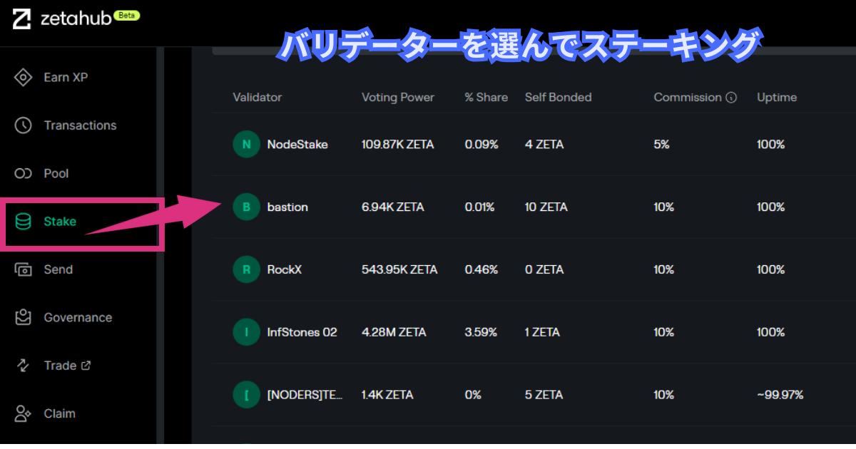 仮想通貨ZETAのステーキングのやり方