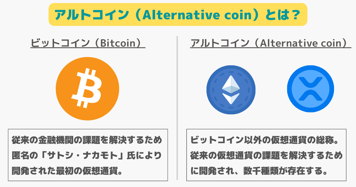 仮想通貨のアルトコインとは